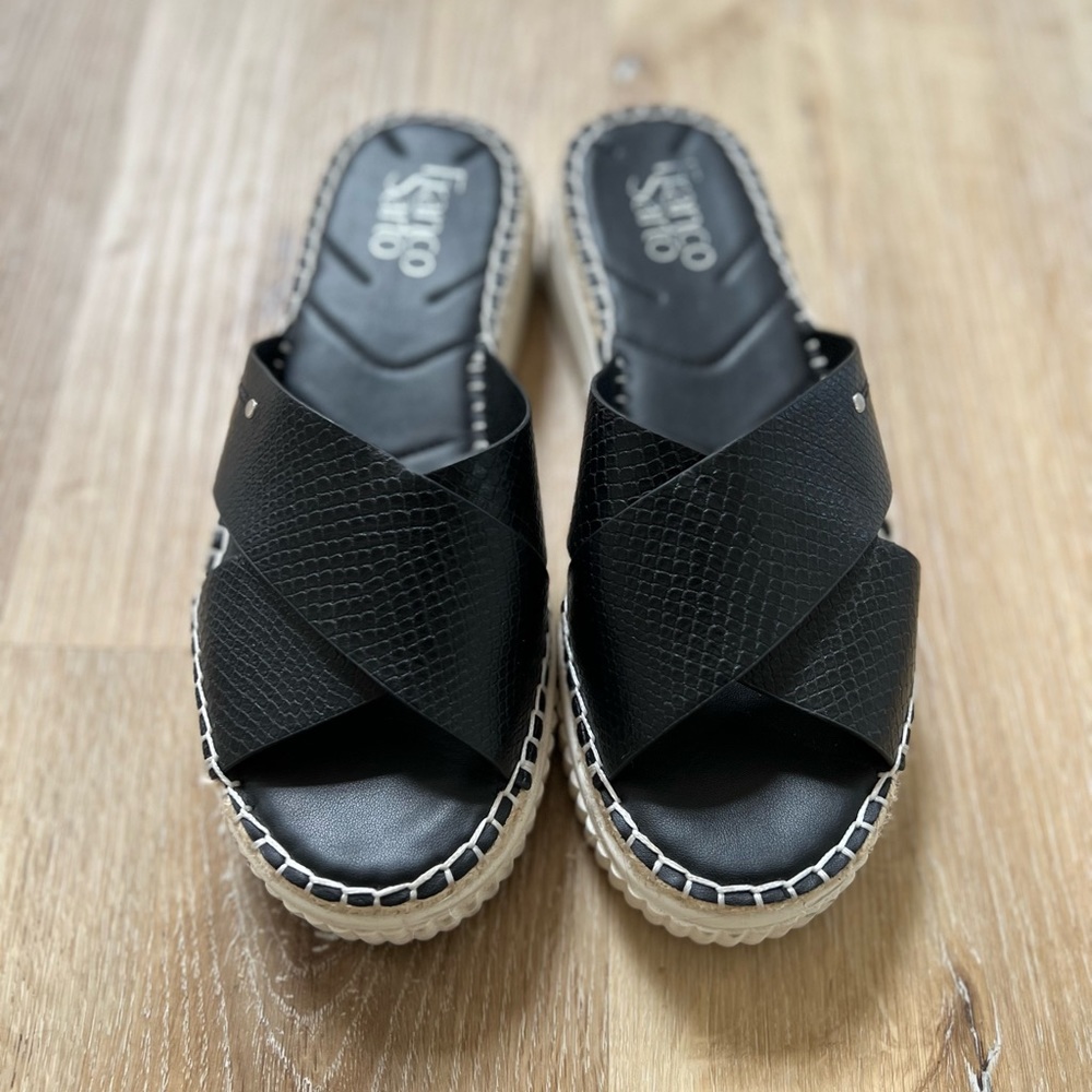Franco sarto black slip on sandals